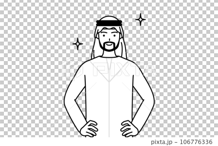 両手を腰に当てたイスラムの男性 106776336
