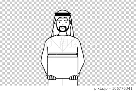 段ボールを運ぶ作業をするイスラムの男性 106776341