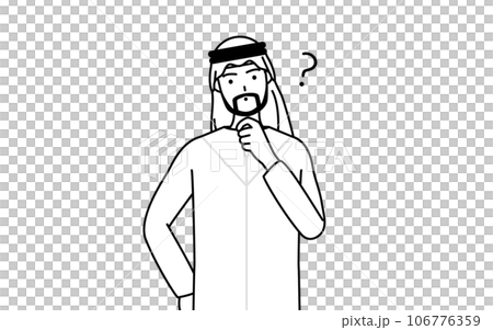 疑問を持って首をかしげるイスラムの男性 疑問を持って首をかしげるイスラムの男性 106776359