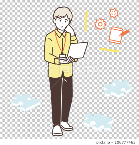 カジュアルなビジネスマンの全身イラスト カジュアルなビジネスマンの全身イラスト 106777463