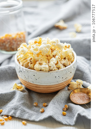 Tasty salted homemade popcorn Tasty salted homemade popcorn 106777517