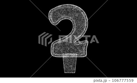 3D number 2 digit on black background. Object made of shimmering particles. Digit Anniversary Holiday concept. For title, text, presentation. 3d animation. 106777559