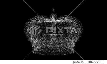 3D Imperial Crown on black background. Object made of shimmering particles. Science history concept. For title, text, presentation. 3d animation. 3D Imperial Crown on black background. Object made of shimmering particles. Science history concept. For title, text, presentation. 3d animation. 106777586