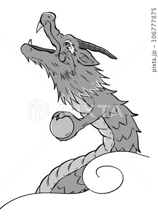 グレーの龍の年賀状素材 106777875