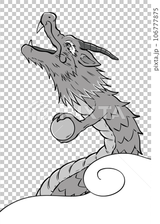 グレーの龍の年賀状素材 106777875