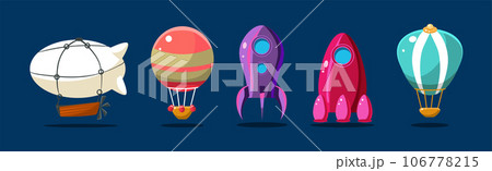 Aircraft and Different Air Vehicle for Mobile Game Vector Set 106778215