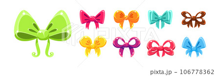 Shiny Ribbon Bow for Festive Event Vector Set Shiny Ribbon Bow for Festive Event Vector Set 106778362