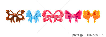 Shiny Ribbon Bow for Festive Event Vector Set Shiny Ribbon Bow for Festive Event Vector Set 106778363