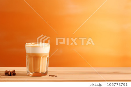 Cup of spice pumpkin latte or cappuccino. Seasonal autumn spicy drink concept 106778791