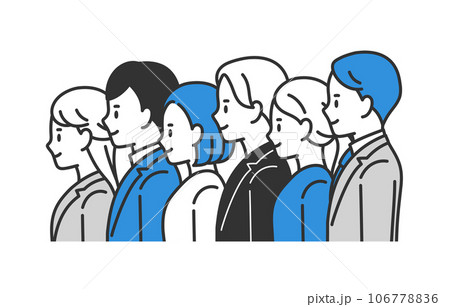 左を向いて並ぶビジネスパーソン男女のセット【人物ベクターイラスト素材】 左を向いて並ぶビジネスパーソン男女のセット【人物ベクターイラスト素材】 106778836