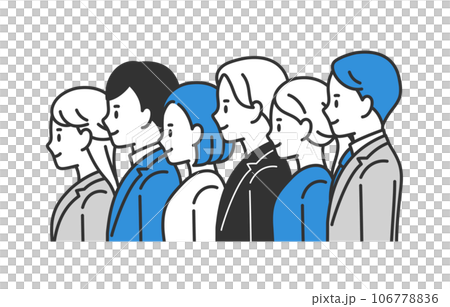 左を向いて並ぶビジネスパーソン男女のセット【人物ベクターイラスト素材】 左を向いて並ぶビジネスパーソン男女のセット【人物ベクターイラスト素材】 106778836