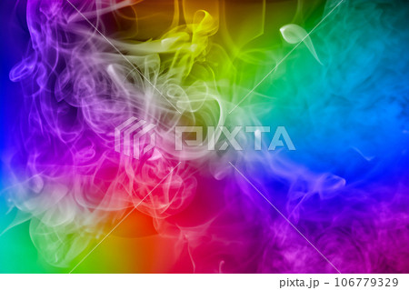 レインボーカラーにスモーク背景素材　(AI生成素材) 106779329