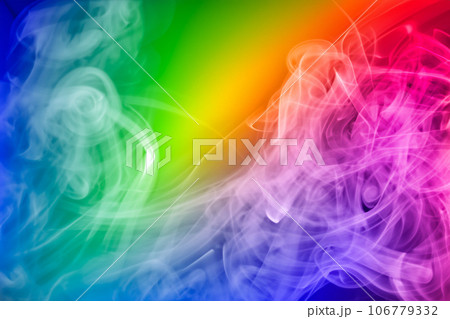 レインボーカラーにスモーク背景素材　(AI生成素材) 106779332