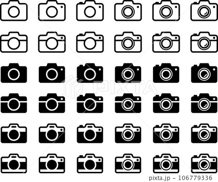 モノクロのカメラのベクターイラストセット モノクロのカメラのベクターイラストセット 106779336