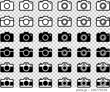 Monochrome camera vector illustration set Monochrome camera vector illustration set 106779336
