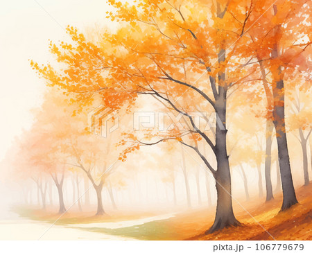 水彩で描いた秋の紅葉の景色のイラスト Generative AI 水彩で描いた秋の紅葉の景色のイラスト Generative AI 106779679