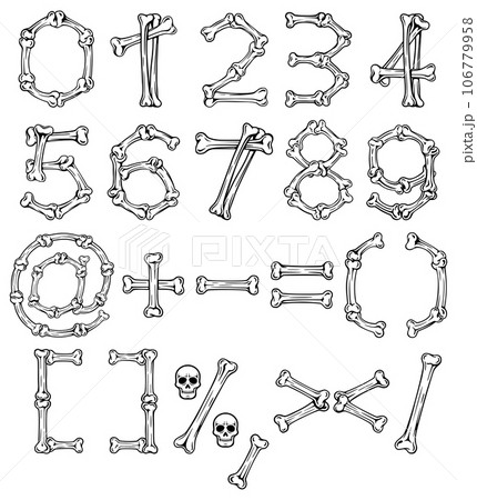 Bone font alphabet letters Bone font alphabet letters 106779958