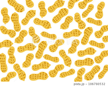 かわいい殻付きピーナッツ／手描きイラスト 106780532