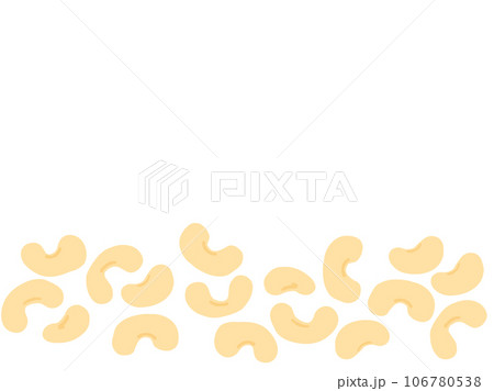 かわいいカシューナッツのフレーム／手描きイラスト素材 106780538