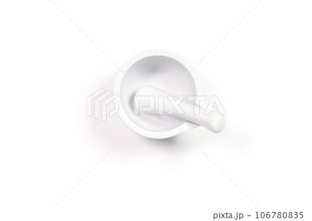 white porcelain mortar and pestle set 106780835