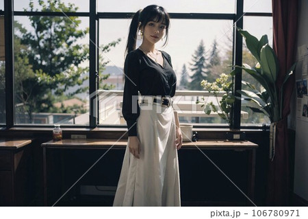 カフェにいる女性、調和する日常 106780971