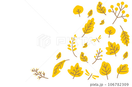 秋のカラフルな葉っぱのフレーム素材 106782309