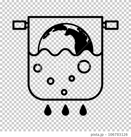 沸水中的地球儀圖標。 沸水中的地球儀圖標。 106783126