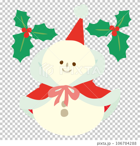 Cute Christmas vector illustration with snowman and holly 106784288