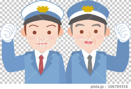 Workers_Traffic guidance guards_Young men and seniors_Upper body Workers_Traffic guidance guards_Young men and seniors_Upper body 106784358