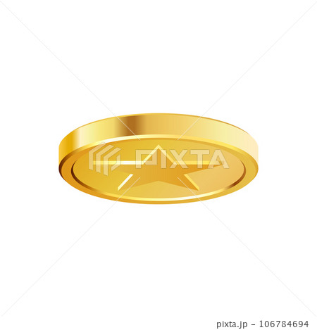 Golden money. Rotating gold coin. 106784694