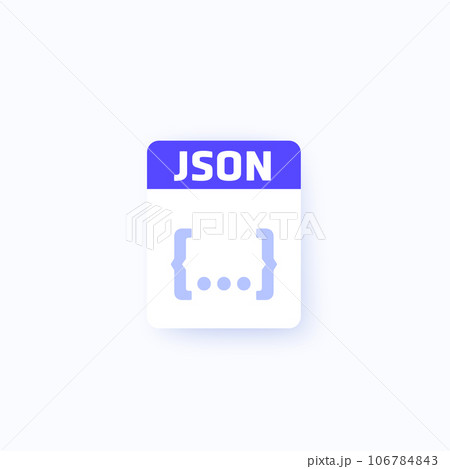 JSON file format icon for apps, vector 106784843