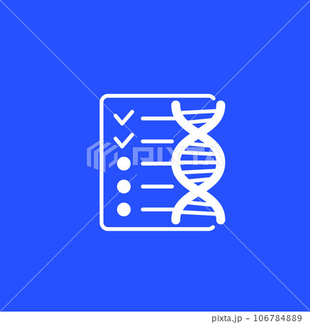 dna test results, gene research icon dna test results, gene research icon 106784889