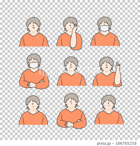 Illustration facial expression set of female business person Illustration facial expression set of female business person 106785258