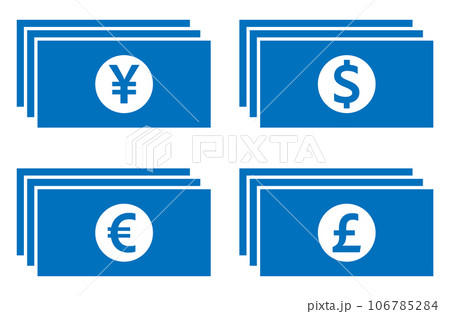 お札アイコン 4種セット 青 お札アイコン 4種セット 青 106785284