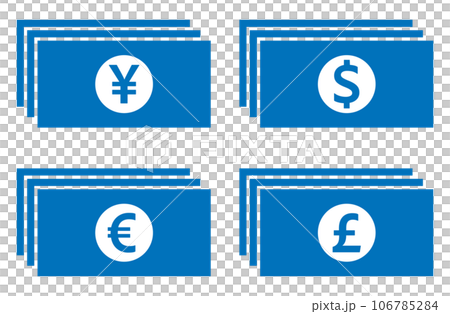 お札アイコン 4種セット 青 お札アイコン 4種セット 青 106785284