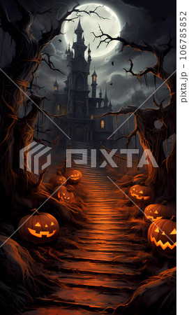 Halloween Background with Pumpkins In The Spooky Night Halloween Background with Pumpkins In The Spooky Night 106785852