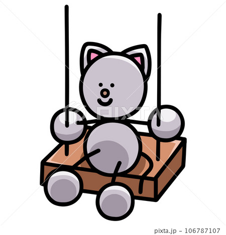 ブランコに座るにゃんまるのイラスト(左右反転バージョン)　猫 106787107