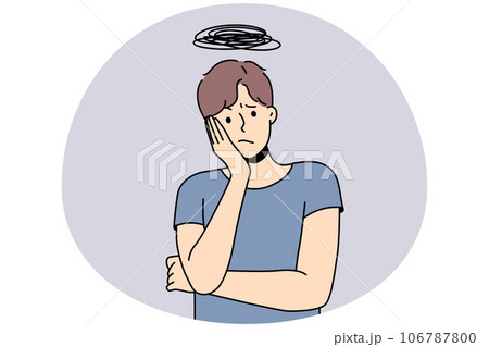 Stressed man feel frustrated with overthinking 106787800