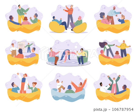 Game together. Family fun. Friendship time. Vector illustration. Family time becomes more meaningful when we engage in interactive activities like playing games Board games offer endless possibilities 106787954