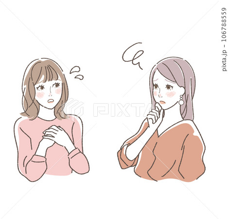 会話をする女性達のイラスト　困る 106788559