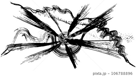 太陽　墨アート　手書きの毛筆イラスト 106788896