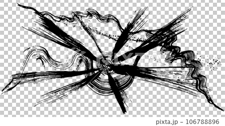 太陽　墨アート　手書きの毛筆イラスト 106788896