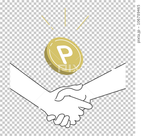 Illustration material of shaking hands and point coins Illustration material of shaking hands and point coins 106789465