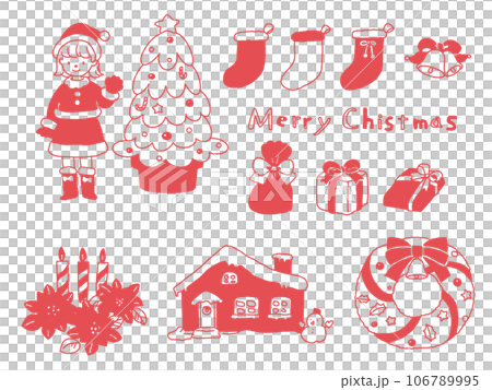 かわいいクリスマスのシンプルイラスト素材 かわいいクリスマスのシンプルイラスト素材 106789995
