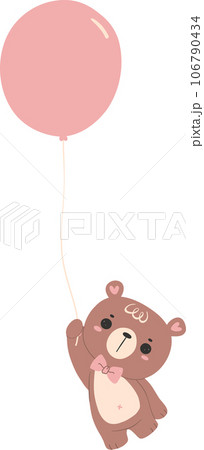 Cute teddy bear with balloon, kawaii animal  106790434