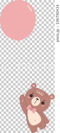 Cute teddy bear with balloon, kawaii animal  106790434