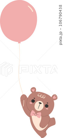 Cute teddy bear with balloon, kawaii animal  106790438