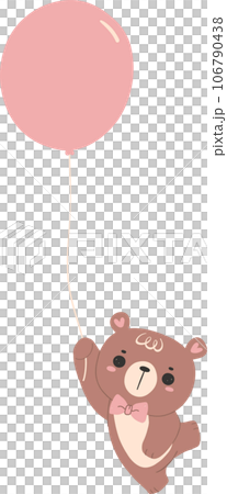 Cute teddy bear with balloon, kawaii animal  106790438