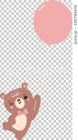 Cute teddy bear with balloon, kawaii animal  106790440