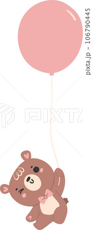 Cute teddy bear with balloon, kawaii animal  106790445